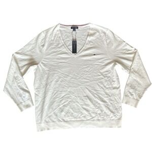 Tommy Hilfiger Men's Pull Over Sweater  V Neck White Logo XX Large New